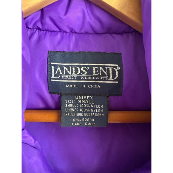 Lands' End Vintage down Puffer Vest Purple Size Small Unisex Outdoor Camping - Picture 3 of 9